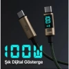 BIX 1metre BX09CC-BN 100w Dijital Ekranlı Şarj Kablosu Bronz