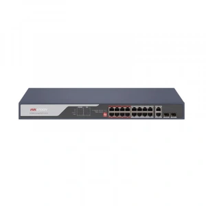 HIKVISION 16port PoE 225w 2-SFP 2-Uplink 10/100 Yönetilemez Switch DS-3E0318P-E©