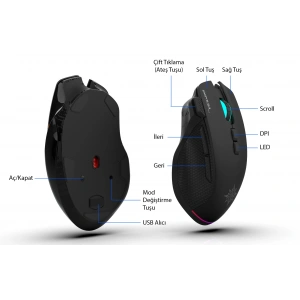 INCA IMG-GT22 Kablosuz + Bluetooth Siyah Gaming Mouse