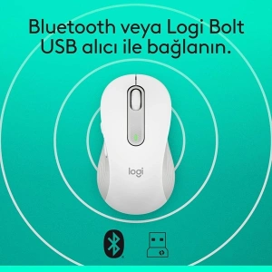 LOGITECH M650 Kablosuz + Bluetooth Beyaz Mouse (910-006238)