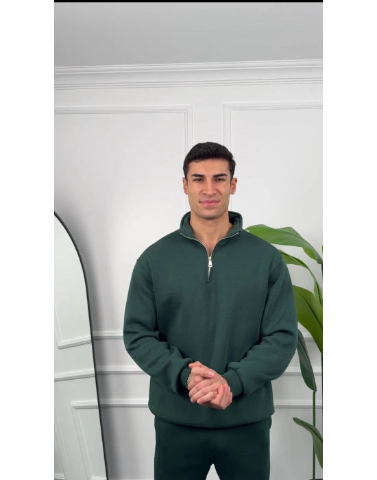 Erkek Benetton Fermuar Yaka Sweatshirt