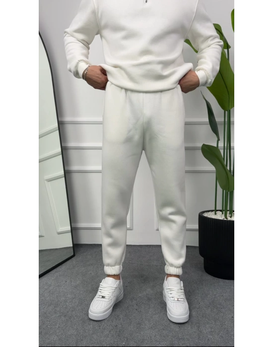 Erkek Beyaz Jogger Eşofman Altı