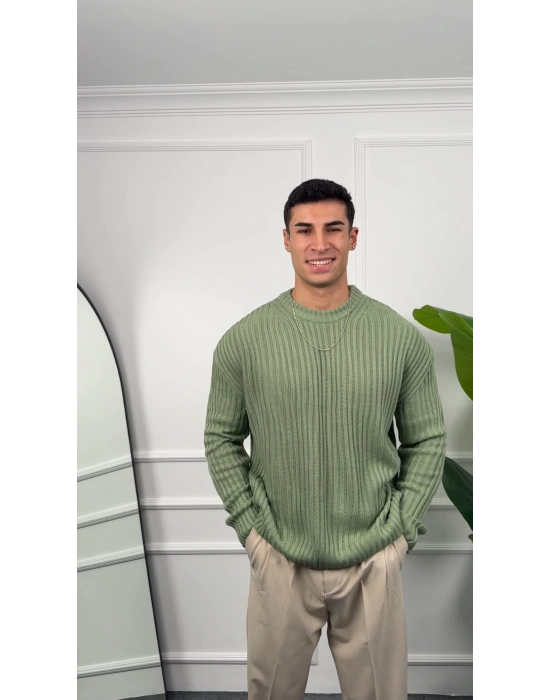 Triko Fıstık Yeşili Örme Kazak
