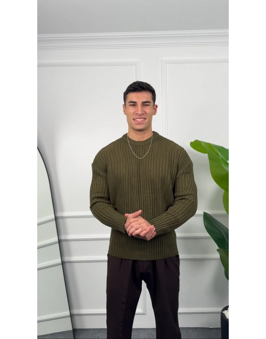 Triko Haki Örme Kazak