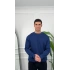 Erkek İndigo Oversize Kollar Dar Kesim Basic Sweatshirt