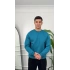 Erkek Petrol Oversize Kollar Dar Kesim Basic Sweatshirt
