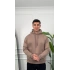 Erkek Vizon Kapüşonlu Hoodie Sweatshirt