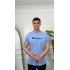Oversize Bebe Mavisi Champion Baskılı Kollar Dar Kesim T-Shirt