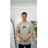 Oversize Gri Stwd Baskılı Kollar Dar Kesim T-Shirt