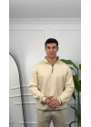 Erkek BeJ Fermuar Yaka Sweatshirt