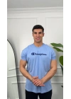 Oversize Bebe Mavisi Champion Baskılı Kollar Dar Kesim T-Shirt