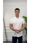Oversize Beyaz Polo Yaka Kollar Dar Kesim T-Shirt