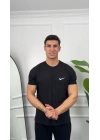 Oversize Siyah Nike Baskılı Kollar Dar Kesim T-Shirt