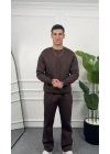 Üç İplik Kahverengi Sweatshirt Takım