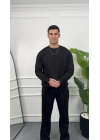 Üç İplik Siyah Sweatshirt Takım