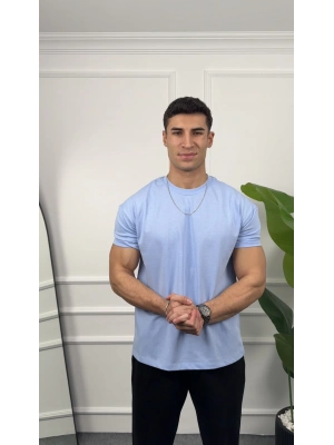 Oversize Bebe Mavisi Kollar Dar Kesim T-Shirt