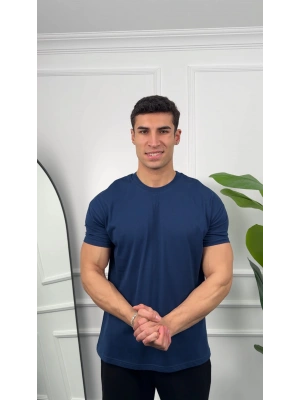 Oversize İndigo Kollar Dar Kesim T-Shirt