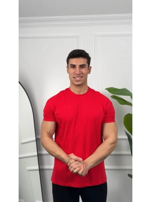 Oversize Kırmızı Kollar Dar Kesim T-Shirt
