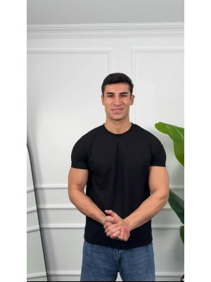 Oversize Waffle Kumaş Siyah Kollar Dar Kesim T-Shirt