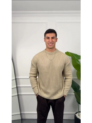 Triko Ekru Örme Kazak