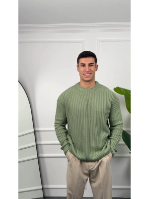 Triko Fıstık Yeşili Örme Kazak