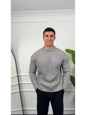 Triko Gri Örme Kazak