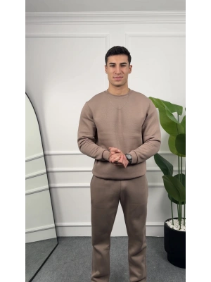 Üç İplik Vizon Sweatshirt Takım