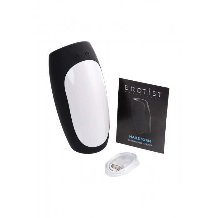 VipMarketim Erotist Hailstorm Masturbator, Şarj Edilebilir , Silikon, Siyah, 14,7 cm