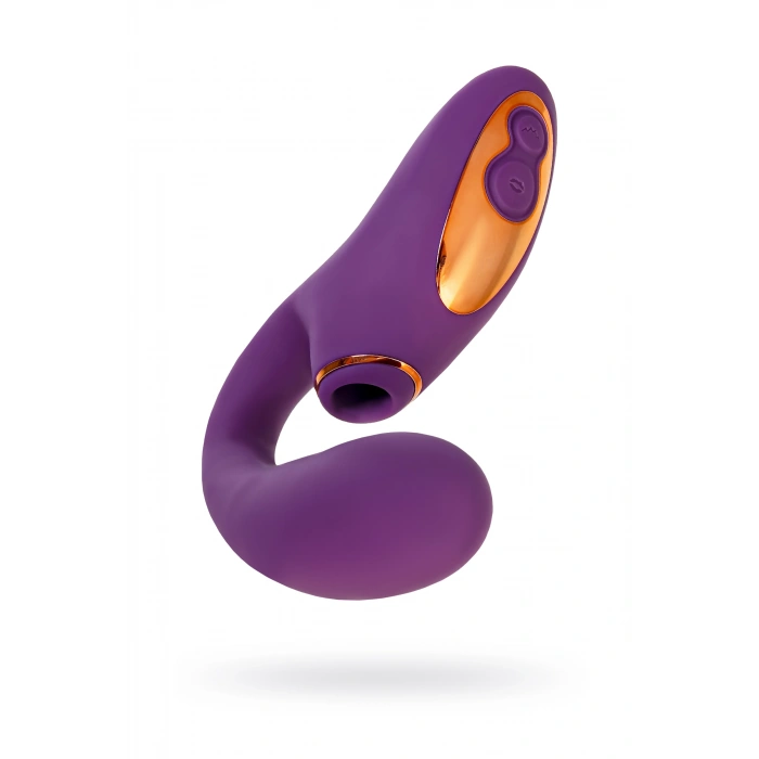 VipMarketim Çift uyarımlı masaj aleti LEroina Megam, silikon, mor, 27,5 cm, vibratör