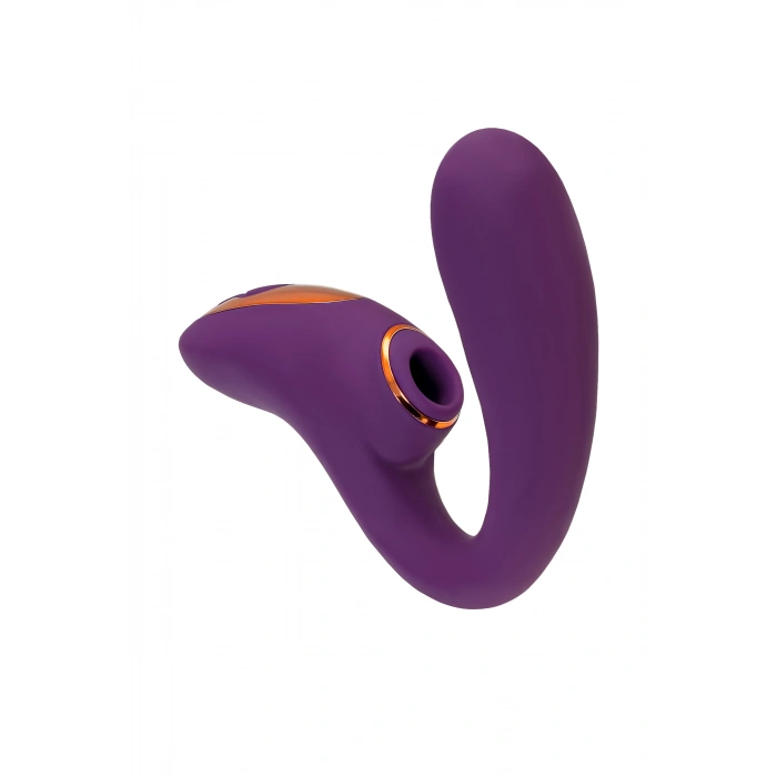 VipMarketim Çift uyarımlı masaj aleti LEroina Megam, silikon, mor, 27,5 cm, vibratör