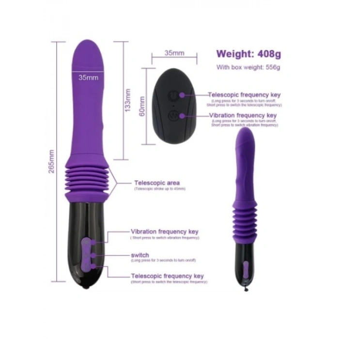VipMarketim Telescopic Uzaktan Kumandalı Seks Makinesi Vibratörü