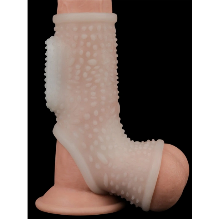 VipMarketim Vibrating Drip Knights Ring with Scrotum Sleeve (Beyaz)