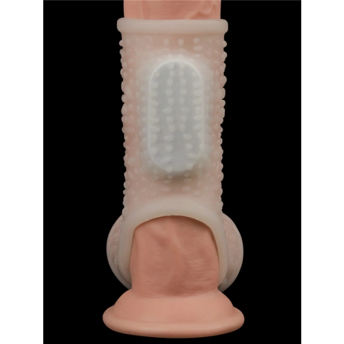 VipMarketim Vibrating Drip Knights Ring with Scrotum Sleeve (Beyaz)