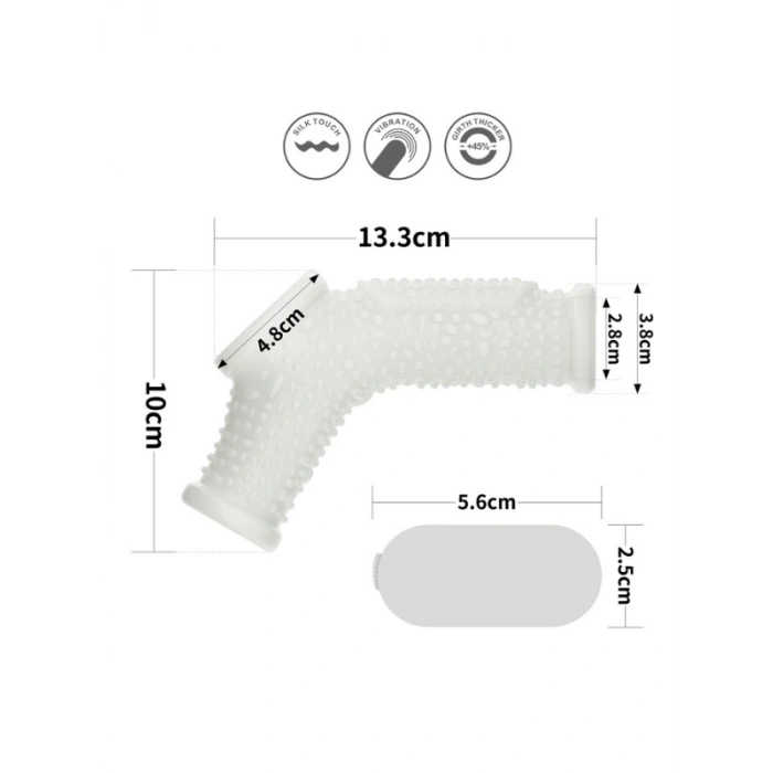 VipMarketim Vibrating Drip Knights Ring with Scrotum Sleeve (Beyaz)