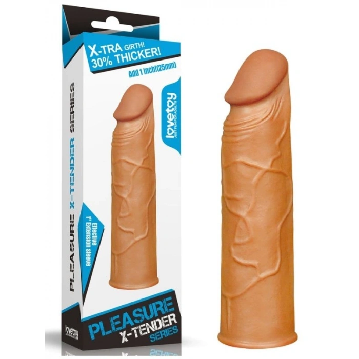 VipMarketim Add 1" Pleasure X Tender Penis Sleeve Brown