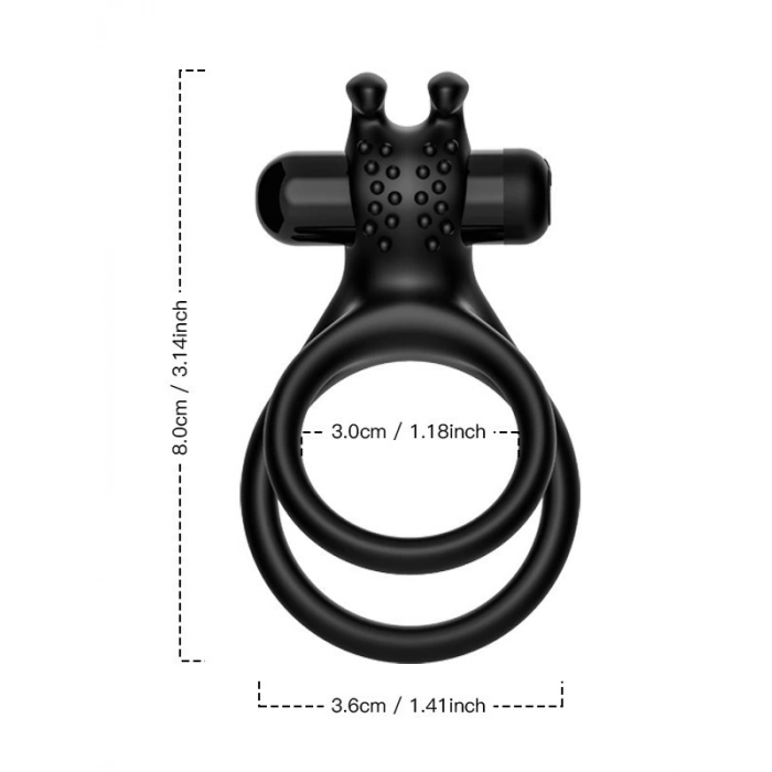 VipMarketim Çift Halkalı Manyetik Şarjlı Penis ve Testis Halkası – Klitoris Uyarıcılı, Suya Dayanıklı, Çiftler İçin Tasarlanmış Titreşimli Model