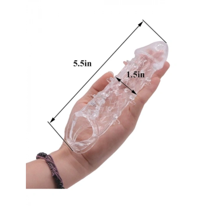 VipMarketim Wolf Warrior Crystal Şeffaf Dokulu Penis Kılıfı – Esnek TPE Malzeme, Gerçekçi His, 13.8 cm