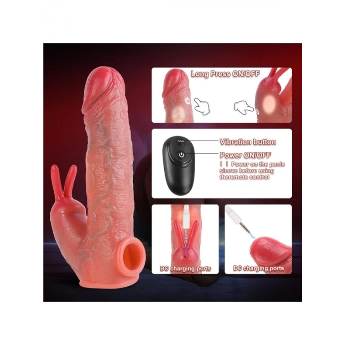 VipMarketim Uzaktan Kumandalı Tavşan Penis Kılıfı