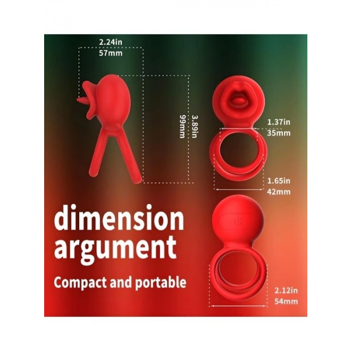 VipMarketim G-Noktası Uyarımlı Dönen (swing) Haraketli Dilli Titreşimli Penis Halkası – Çift Yönlü Zevk