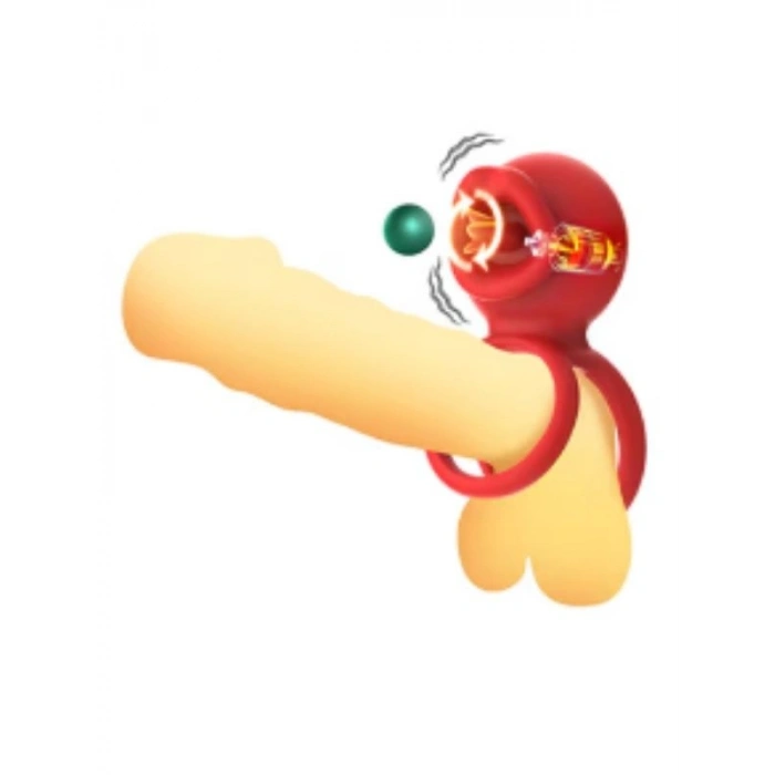 VipMarketim G-Noktası Uyarımlı Dönen (swing) Haraketli Dilli Titreşimli Penis Halkası – Çift Yönlü Zevk