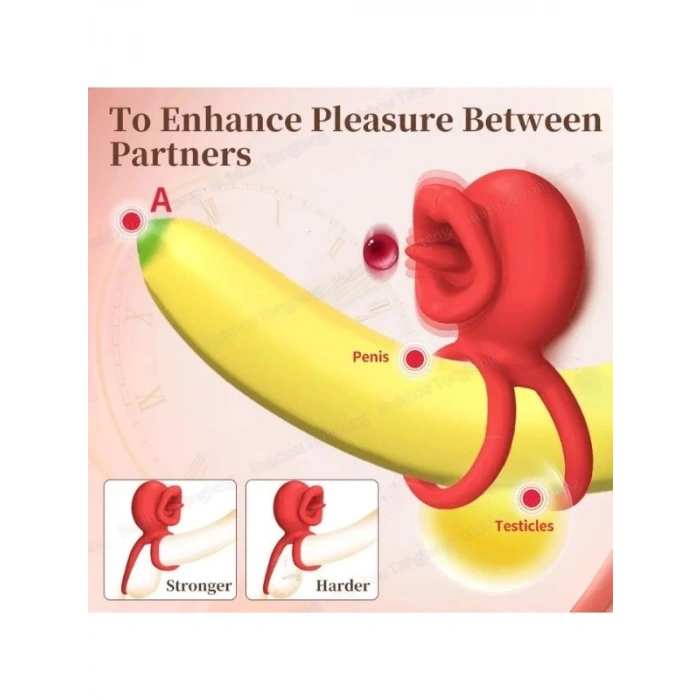 VipMarketim G-Noktası Uyarımlı Dönen (swing) Haraketli Dilli Titreşimli Penis Halkası – Çift Yönlü Zevk