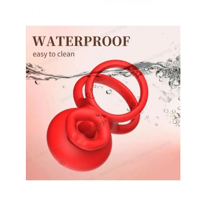 VipMarketim G-Noktası Uyarımlı Dönen (swing) Haraketli Dilli Titreşimli Penis Halkası – Çift Yönlü Zevk