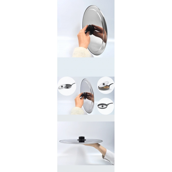 VipMarketim 27 cm Kızartma Tavası Kapağı Çelik Żelazny Design