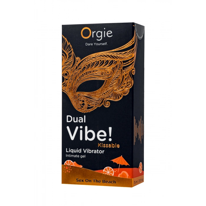 VipMarketim __Съедобный гель с эффектом вибрации Orgie DUAL VIBE!, со вкусом коктейля секс на пляже, 15 мл