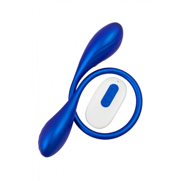 VipMarketim __Двойной вибратор L`Eroina APP AGAMIEN с управлением от приложения и пульта, силикон, синий, 46 см