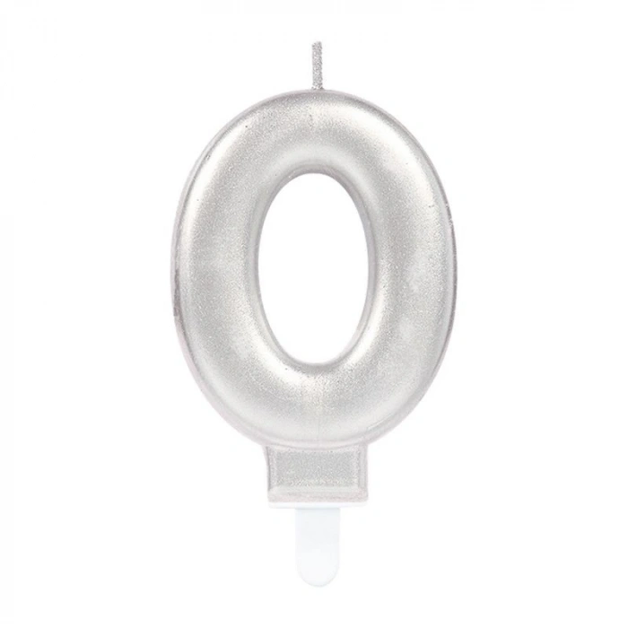 VipMarketim 0 Rakamı Mum Gümüş Renk