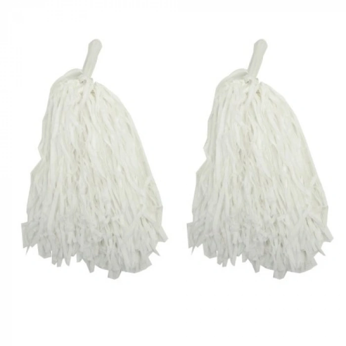 VipMarketim 1 Çift ( 2 Adet ) Beyaz Renk 23 Nisan Gösteri Ponponu