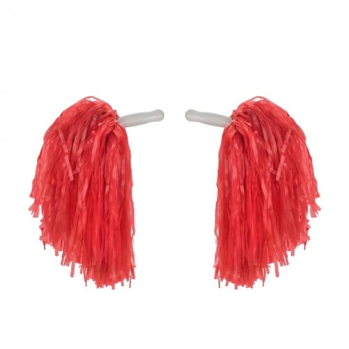 VipMarketim 1 Çift ( 2 Adet ) Kırmızı Renk 23 Nisan Gösteri Ponponu