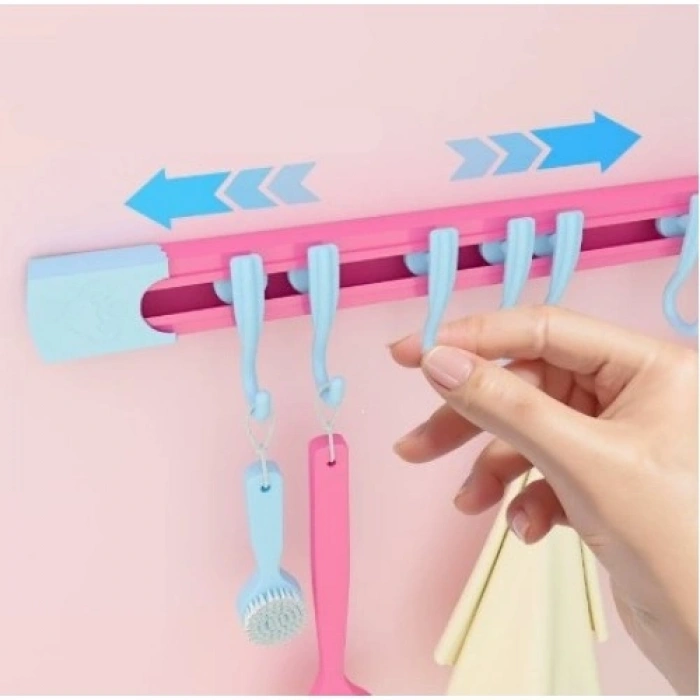 VipMarketim 10 Kancalı Raylı Mutfak ve Banyo Düzenleyici Askı 30 cm