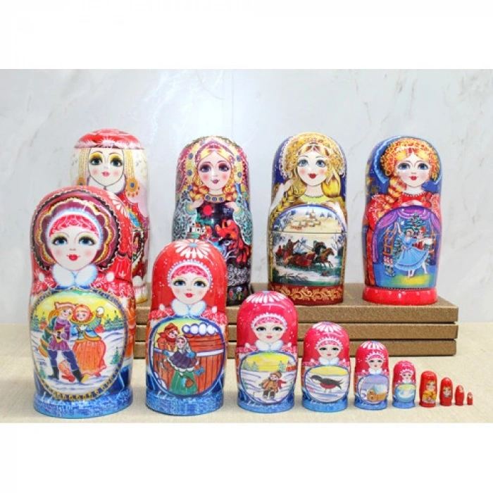 VipMarketim 10lu Ahşap Matruşka Seti